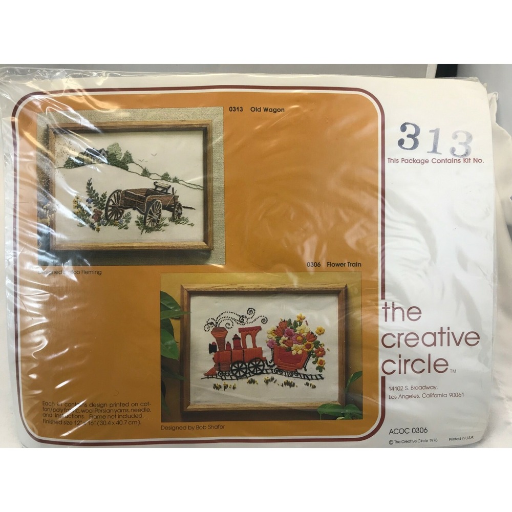 NIP Vintage 1978 The Creative Circle 313 Old Wagon Embroidery‎ Kit